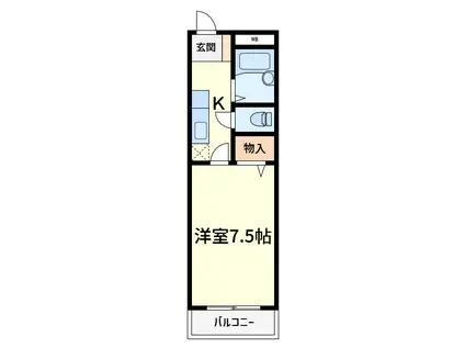 ロイヤルハイツ高槻(1K/2階)の間取り写真