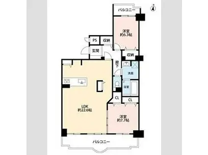 ライフインサーラ(2LDK/4階)の間取り写真