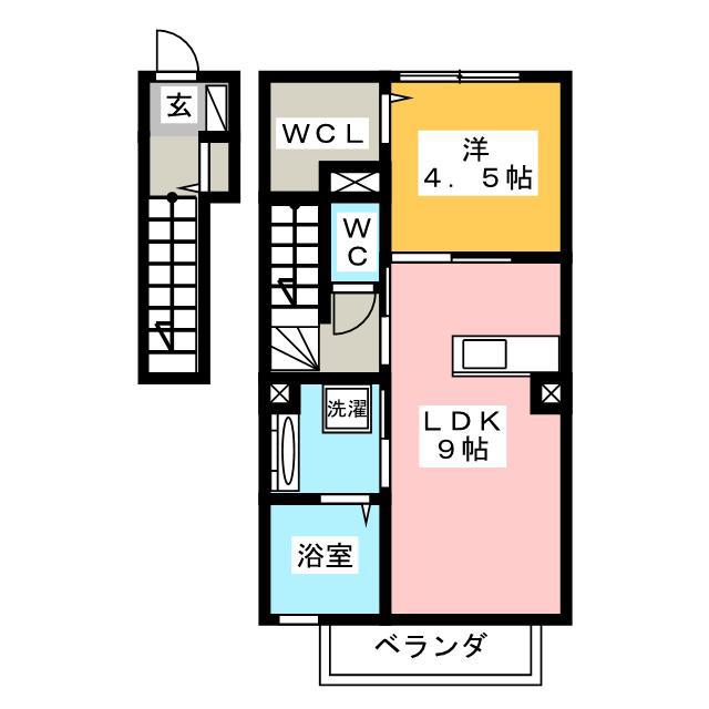 エスパティオン(1LDK/2階)の間取り写真