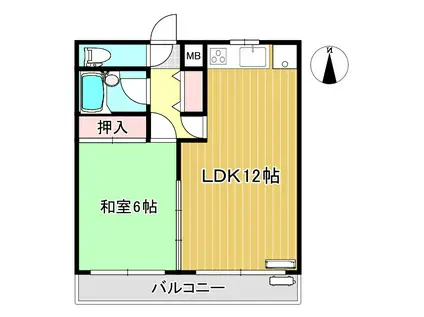 コーポ・ワイエム(1LDK/2階)の間取り写真