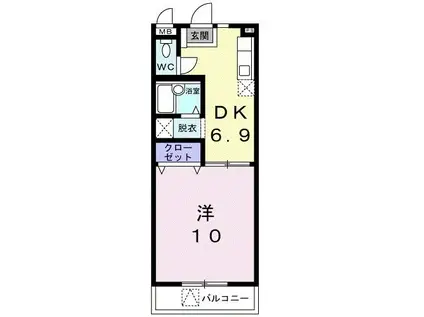 ヴィラハピネス(1DK/1階)の間取り写真