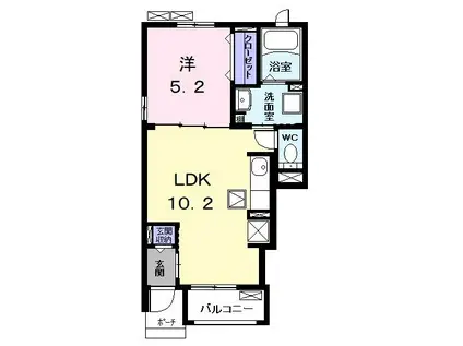 プリエール(1LDK/1階)の間取り写真