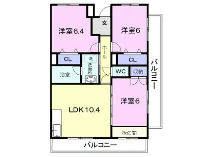 コンフォール・ヴィラ(3LDK/3階)の間取り写真