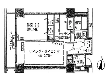 シティコート目黒II(1LDK/8階)の間取り写真