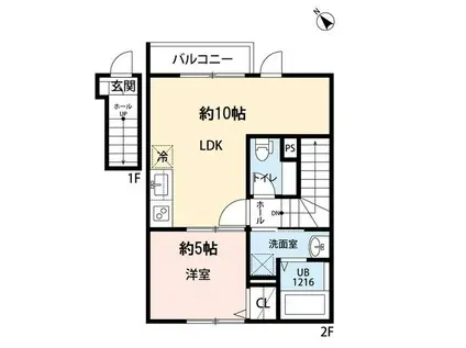 BLUE MOON VILLA(1LDK/1階)の間取り写真