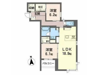 グランドメゾン新屋敷(2LDK/3階)の間取り写真