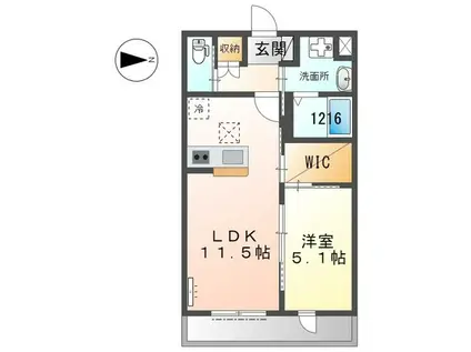 コンフォール エスパース(1LDK/1階)の間取り写真