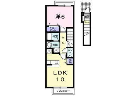 ゴールドクレスト B(1LDK/2階)の間取り写真