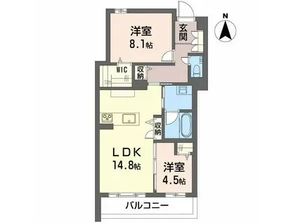シャーメゾン国府宮駅前(2LDK/2階)の間取り写真
