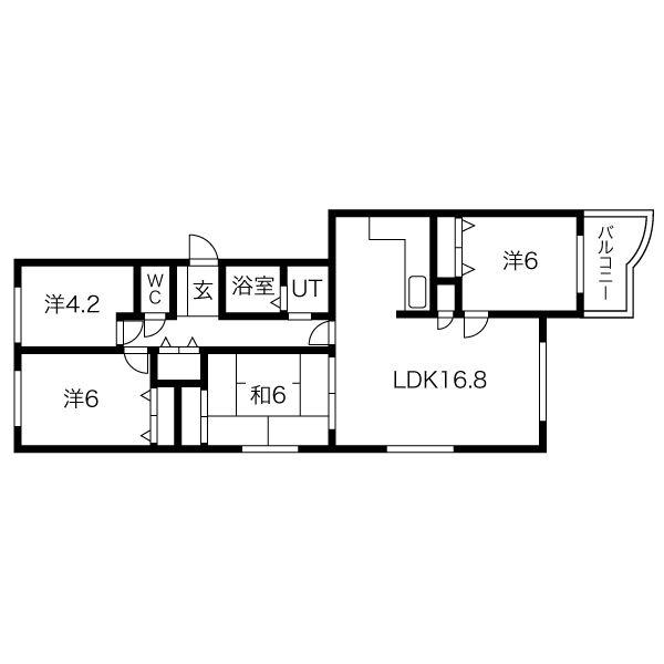 エクセレント月寒(4LDK/8階)の間取り写真