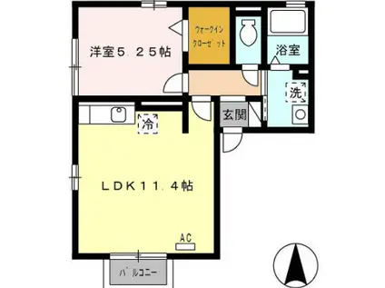 ルミエール(1LDK/2階)の間取り写真