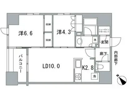 イニシア築地(2LDK/7階)の間取り写真