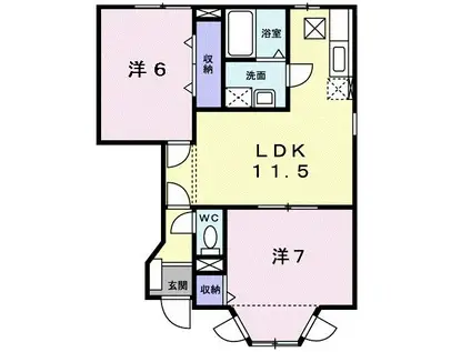 ファインスターハイムB(2LDK/1階)の間取り写真