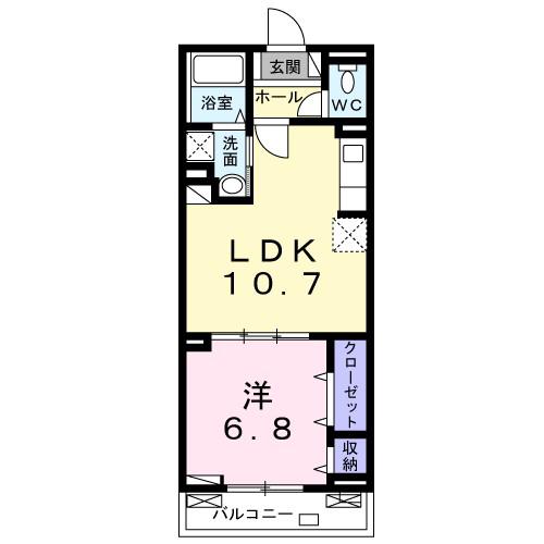 G-SQUARE(1LDK/2階)の間取り写真