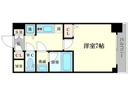 リッツ難波南II(1K/6階)の間取り写真