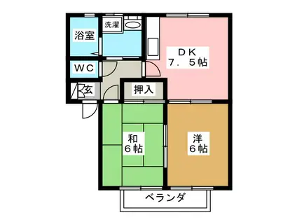 グリーンハイツベルA棟(2DK/1階)の間取り写真