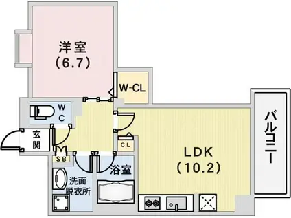 エスタンシア元町(1LDK/7階)の間取り写真