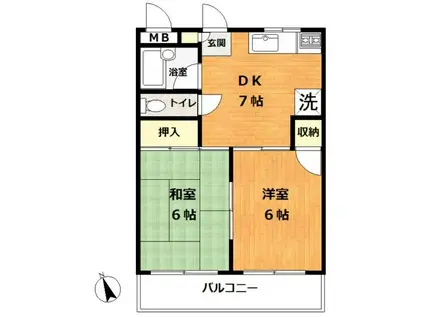 ガーデンハイム相澤(2DK/2階)の間取り写真