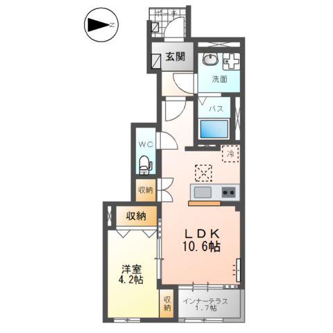 黒岩アパート(1LDK/1階)の間取り写真
