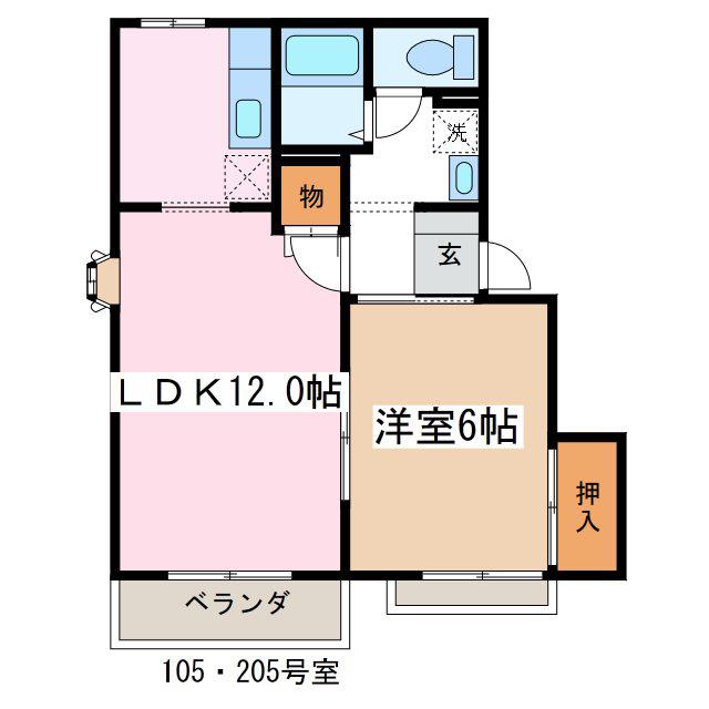 ファーストアベニュー(1LDK/2階)の間取り写真