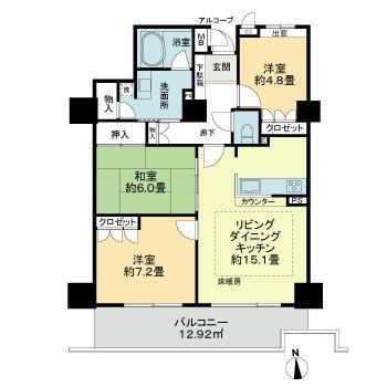 岐阜シティタワー43(3LDK/19階)の間取り写真