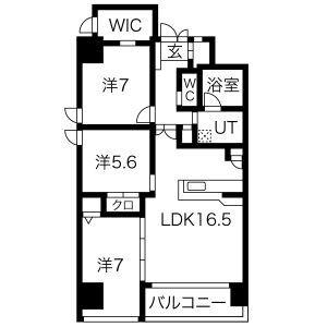 THE RESIDENCE M・KANOU(3LDK/7階)の間取り写真