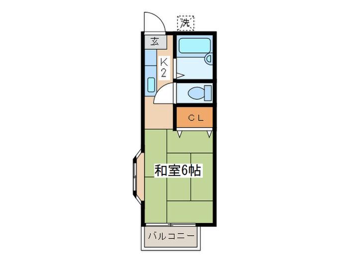 パナハイツ楓(1K/2階)の間取り写真