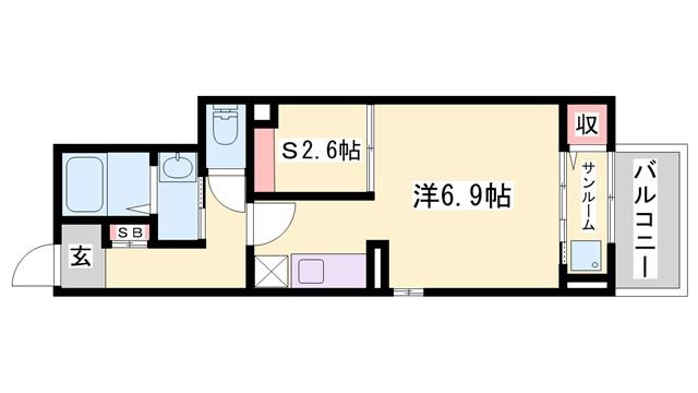 ジュピターII(ワンルーム/1階)の間取り写真
