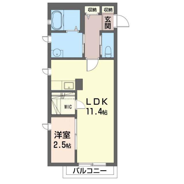 グリーンフィールド A棟(1LDK/2階)の間取り写真