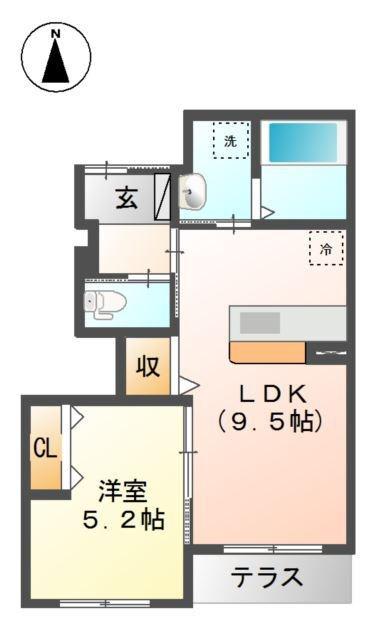KSレジデンス(1LDK/1階)の間取り写真
