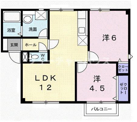 プラドール岡崎(2LDK/2階)の間取り写真