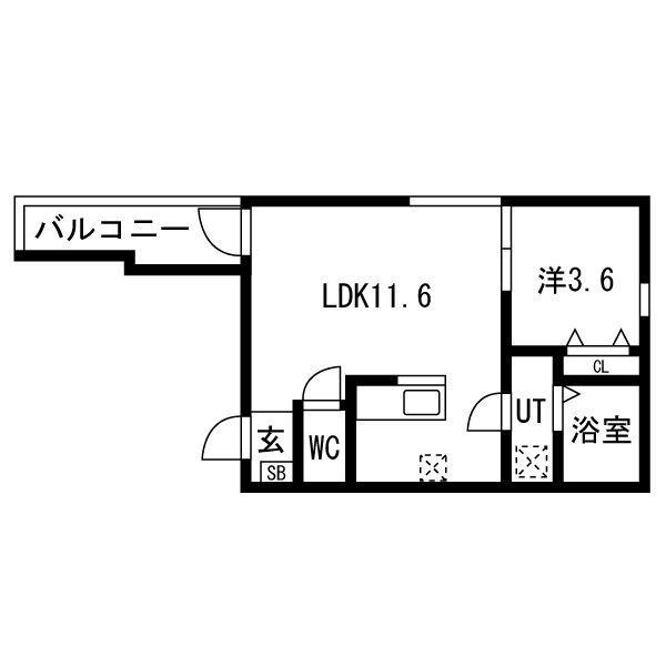 緑と風のクーレ(1LDK/3階)の間取り写真