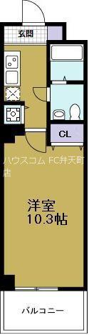 アリビオ港晴(1K/2階)の間取り写真