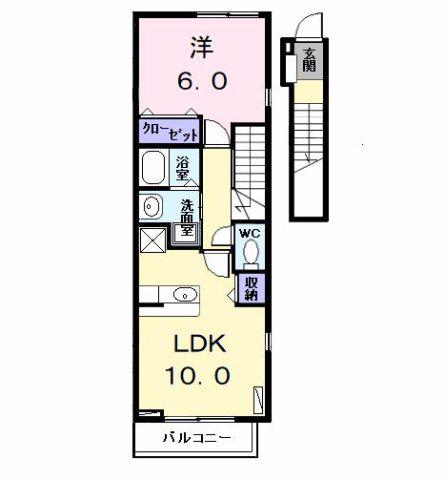 クレメント花塚(1LDK/2階)の間取り写真