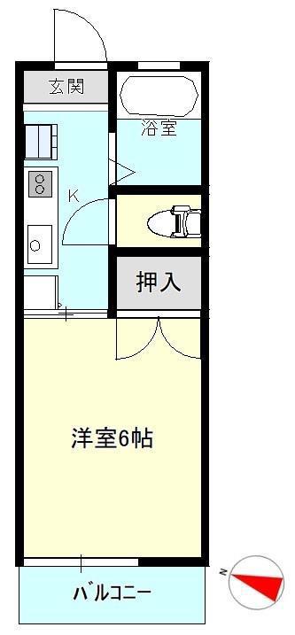 ホワイトテラス川中(1K/2階)の間取り写真