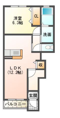 リベルテ南浦(1LDK/1階)の間取り写真