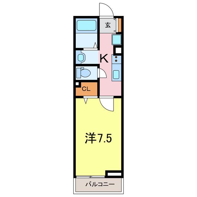 ウッドイン舳越(1K/2階)の間取り写真