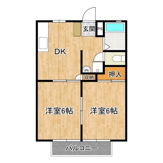 サンハイツ東(2DK/1階)の間取り写真