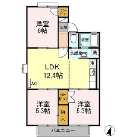 ボヌールS(3LDK/1階)の間取り写真