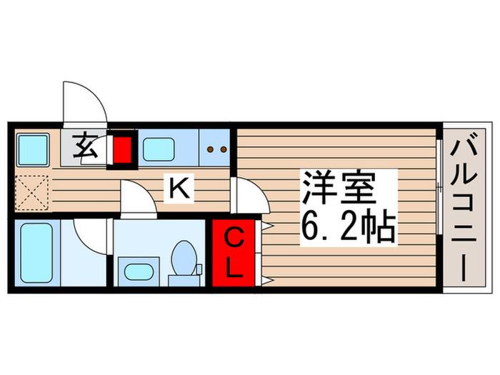 KLEIS鎌ヶ谷(1K/1階)の間取り写真
