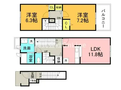 太子堂ガーデンハイツII(2LDK/2階)の間取り写真