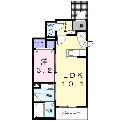 シャン・ド・フルールS(1LDK/1階)の間取り写真