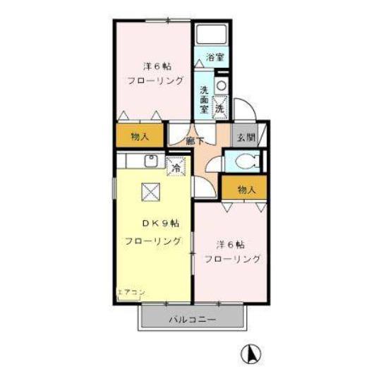 ウィルモアS(2DK/2階)の間取り写真