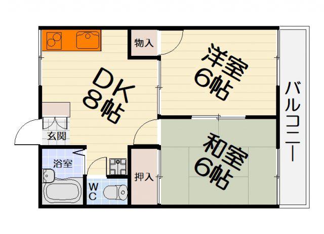 B・WPARTII(2DK/1階)の間取り写真