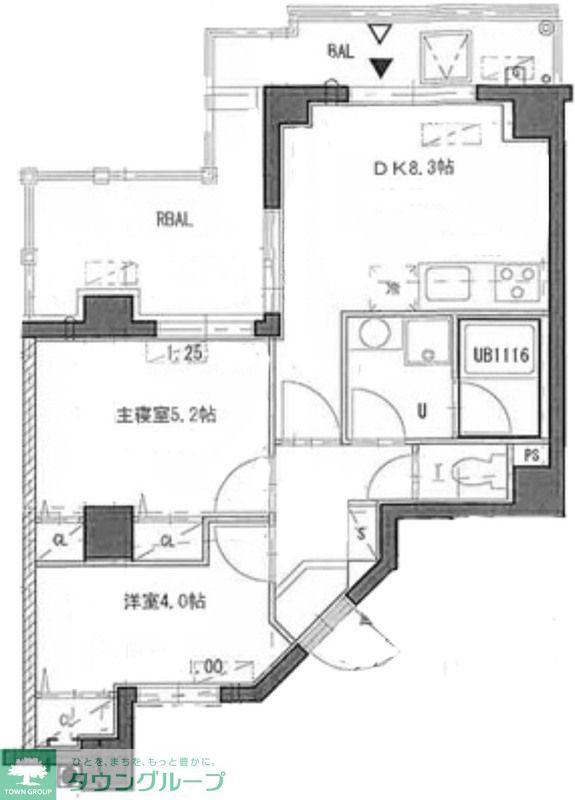エストゥルース府中(2DK/6階)の間取り写真