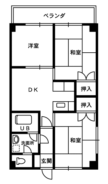 ベイコート津内(3DK/4階)の間取り写真