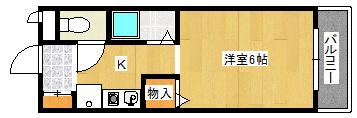 八木ロイヤルハイツ(1K/4階)の間取り写真