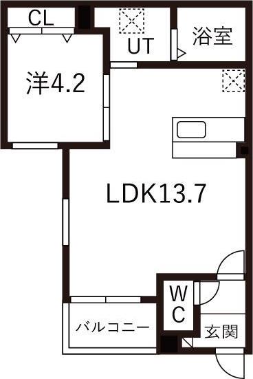 DEVELD荒子(1LDK/1階)の間取り写真