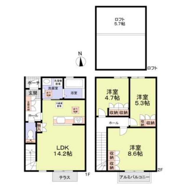 フォレストメゾン聖蹟C(3LDK/1階)の間取り写真