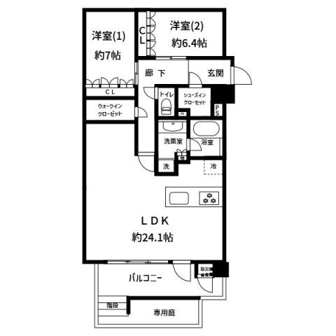 レ・ジェイド帝塚山(2LDK/1階)の間取り写真